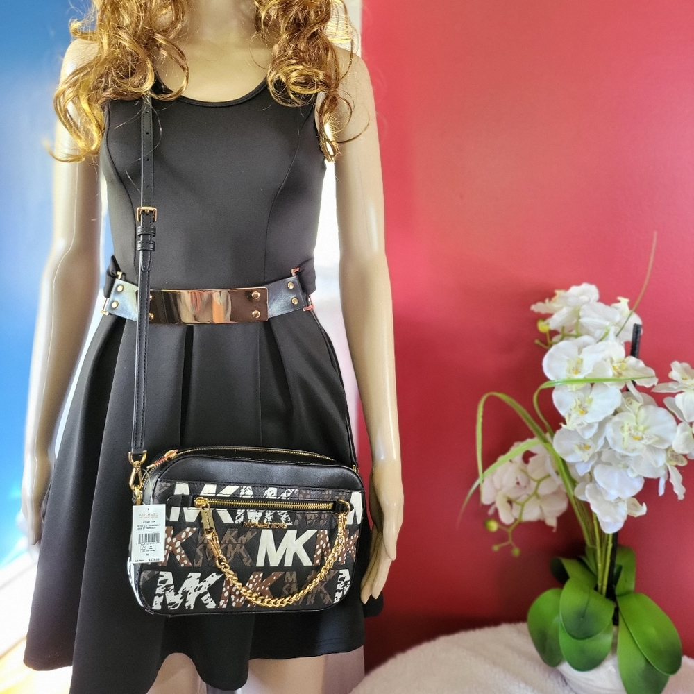 🆕MICHAEL KORS Jet Set Item Large Graphic Logo Chain Crossbody👜 - Picture 10 of 11